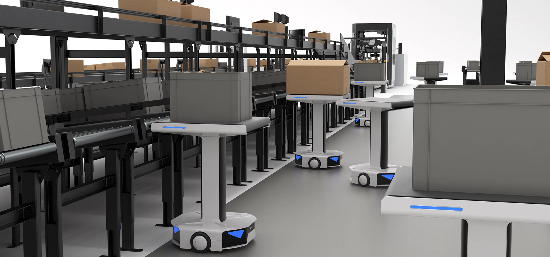 Integration of an automated warehouse with AGVs